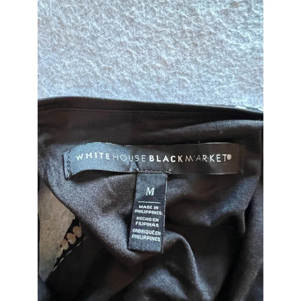WHBM Blouson Mini Dress‎ Women's Medium Black Blue Sequin Stripe Cocktail Party
